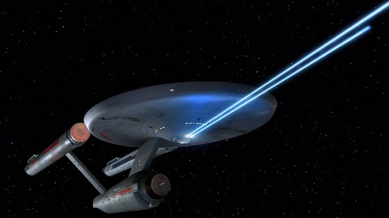 The Enterprise firing phasers on Star Trek