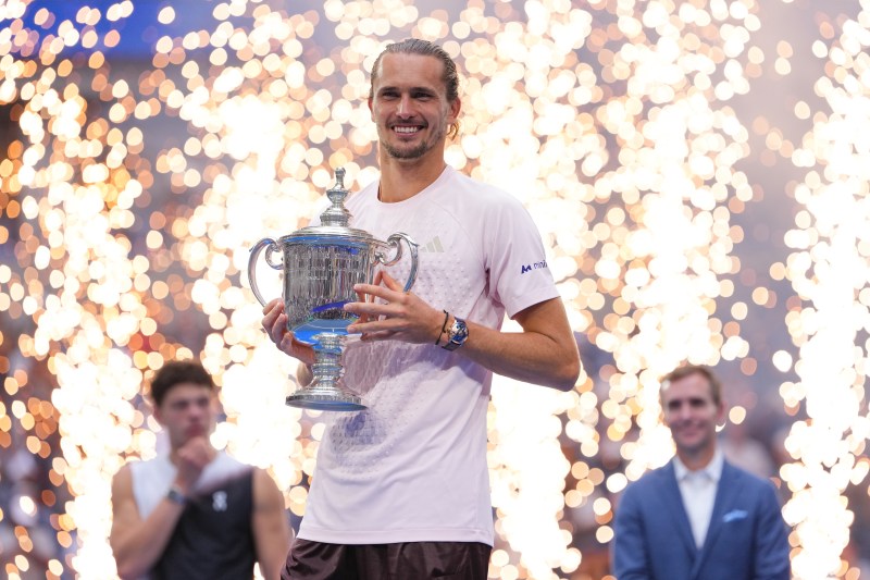 NEW YORK, NEW YORK - SEPTEMBER 13: Alexander Zverev poses for a photo with the Championship Trophy after a Men's Singles championship match on Day Fifteen of the 2026 US Open at USTA Billie Jean King National Tennis Center on Sunday, September 13, 2026 in Flushing, NY. (Photo by Garrett Ellwood/USTA via Getty Images)