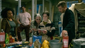 Rosalind Eleazar, Christopher Chung, Saskia Reeves, Aimee-Ffion Edwards and Jack Lowden in "Slow Horses" Season 5, Episode 1 (Apple TV+)