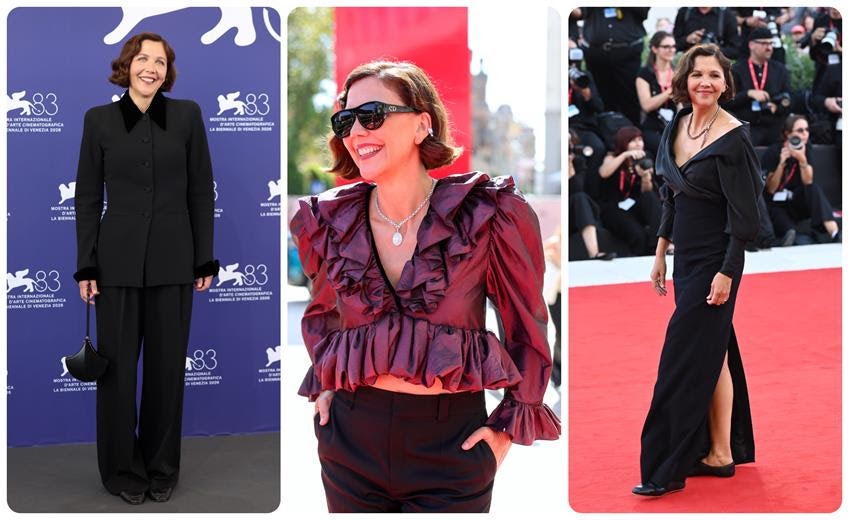 Jury president Maggie Gyllenhaal in The Row, Chloe and Celine at the Venice Film Festival.&nbsp;Source: Getty