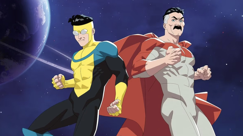Mark and Nolan fighting together in space in Invincible