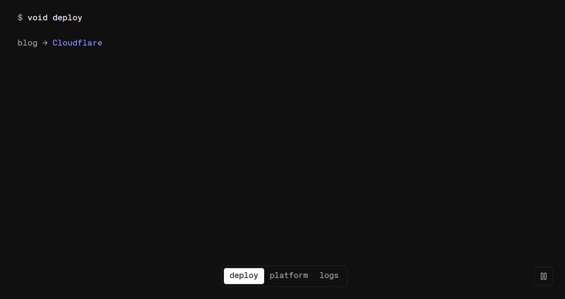 Deploying a Vite application to Cloudflare via the Void CLI.