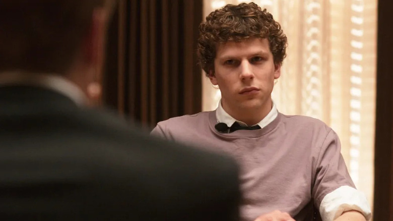 Mark Zuckerberg in a deposition scowling in The Social Network
