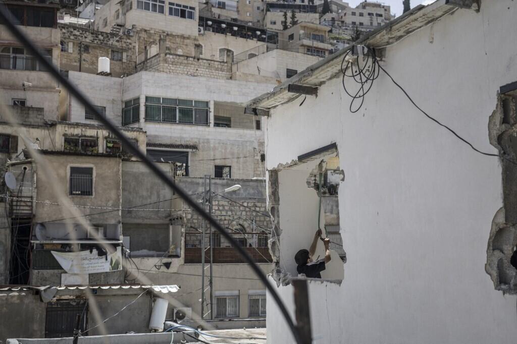 A house in Silwan, East Jerusalem, annexed by Israel, which Palestinians are demolishing themselves, 16 April.
