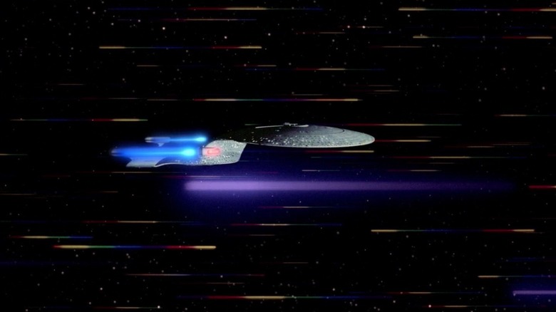 The Enterprise-D traveling rll rll fast on Star Trek: The Next Generation